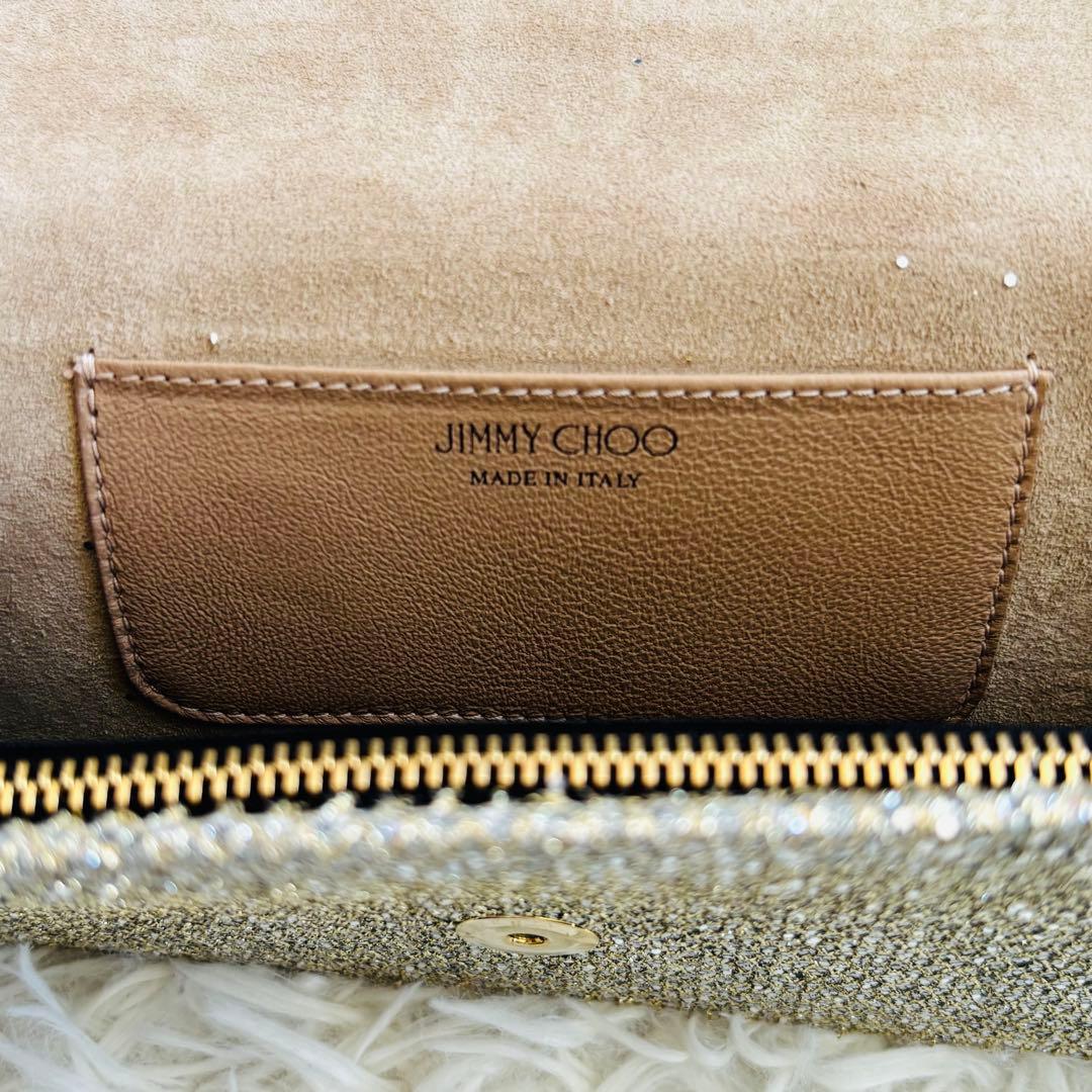 ジミーチュウ パーティバッグ グリッターラメ チェーン ゴールド金具 肩掛け可能