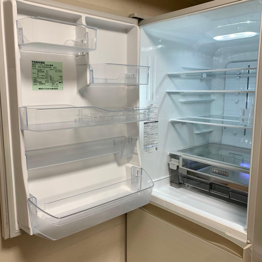 左開きTOSHIBA GR-R500GWL 冷蔵庫 501L 説明書なし