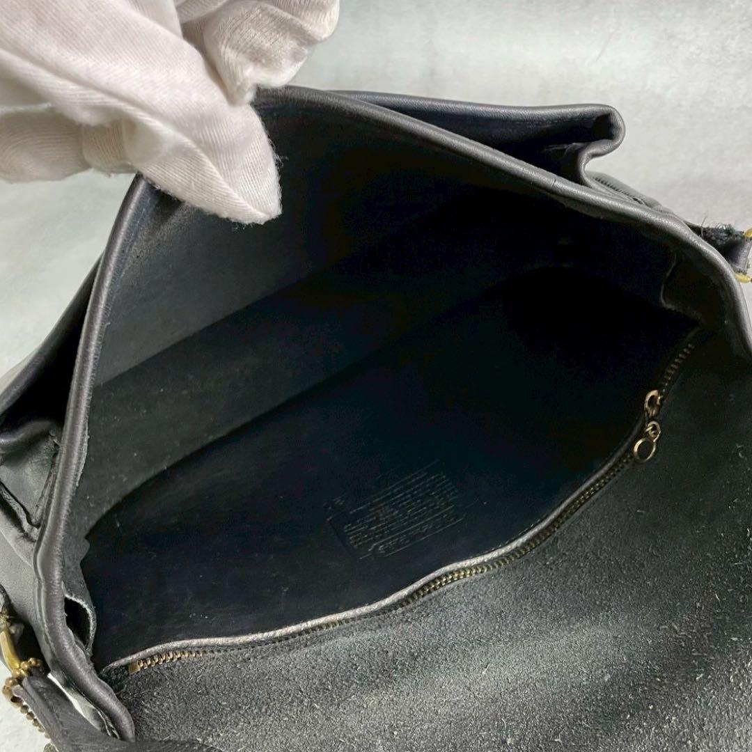 美品✨オールドコーチ　ショルダーバッグ　ターンロック　USA製 レザー　ブラック