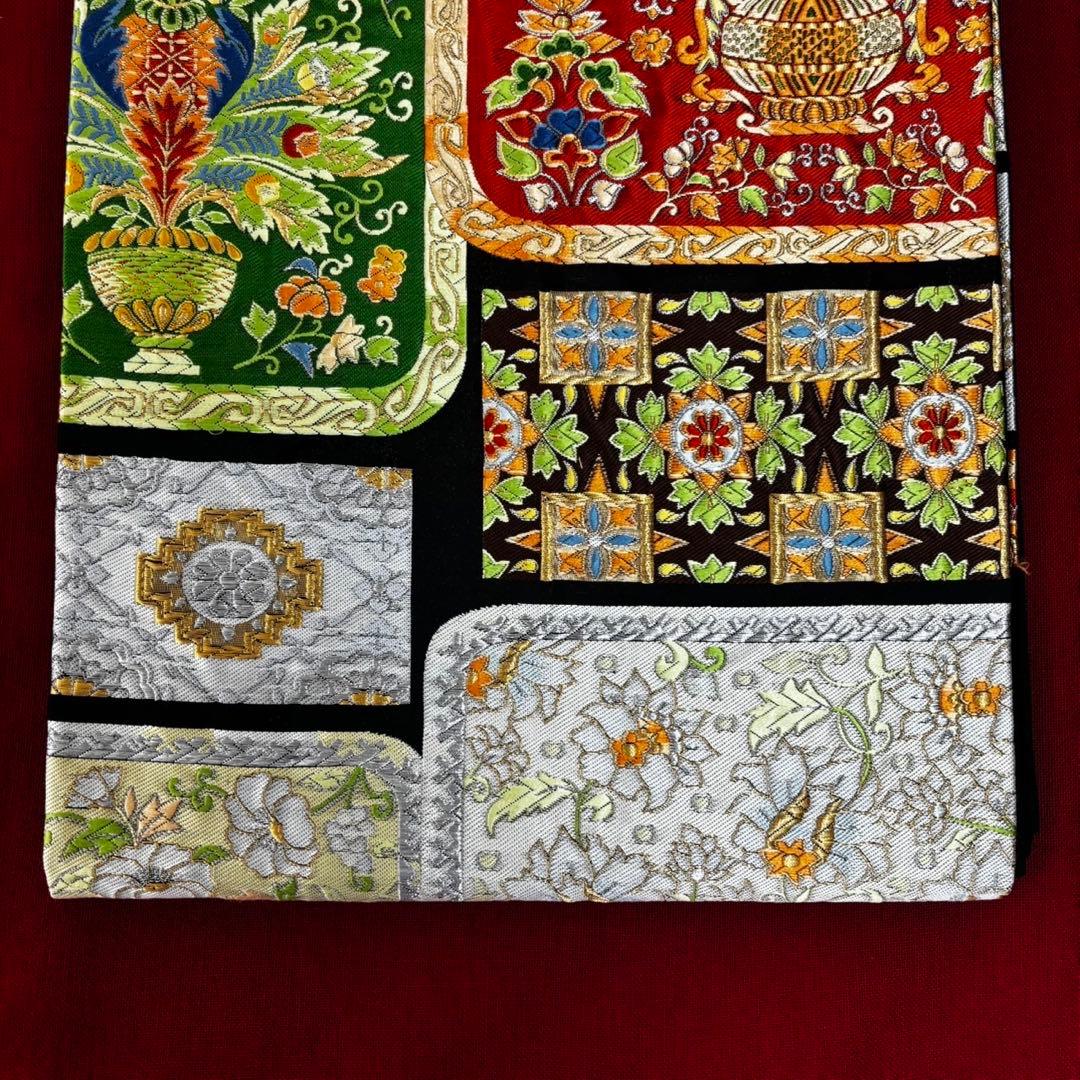 高級 更紗袋帯 華やかな刺繍 袋帯 100%絹 美術織物 豪華刺繍帯