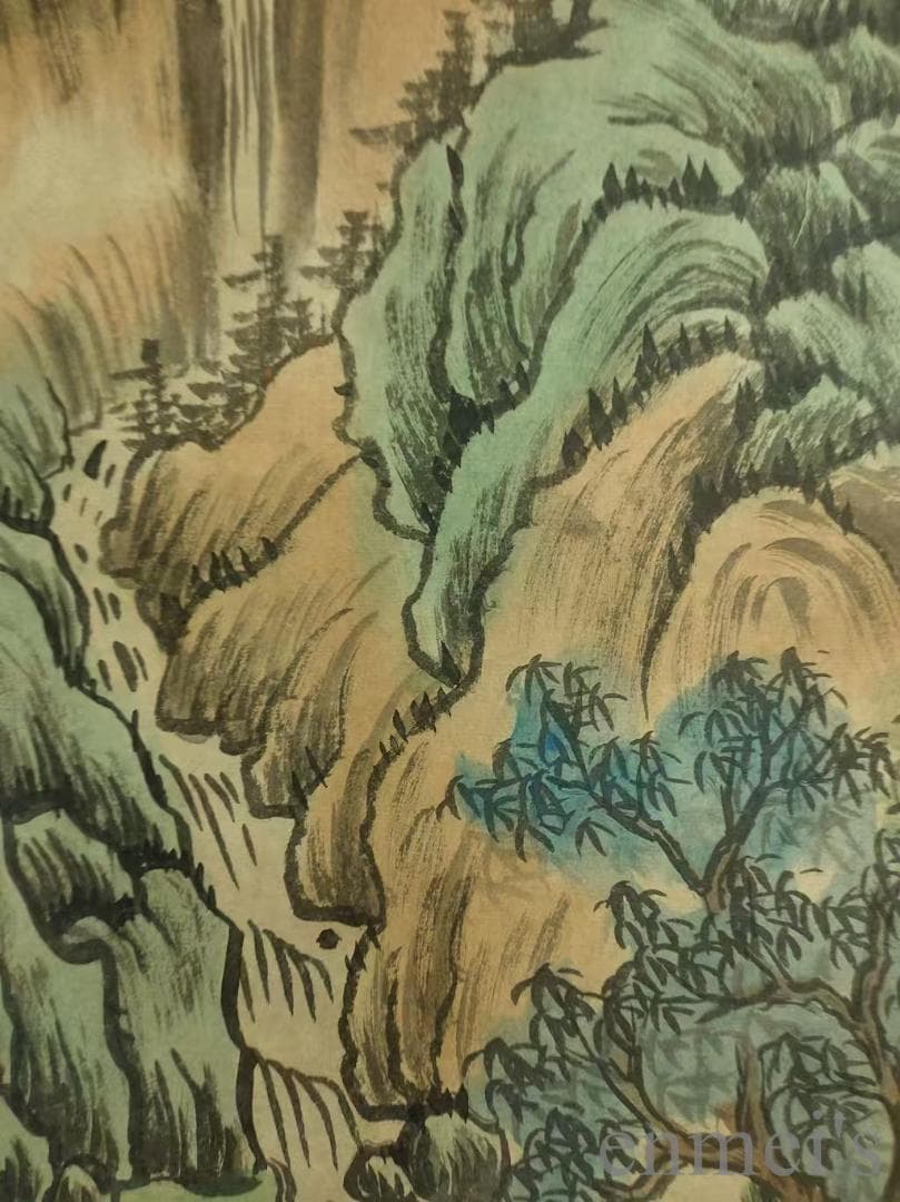 中国古美術.唐寅款.山水図.宣紙画.三尺手描き.肉筆.掛け軸.墨寶妙品.文