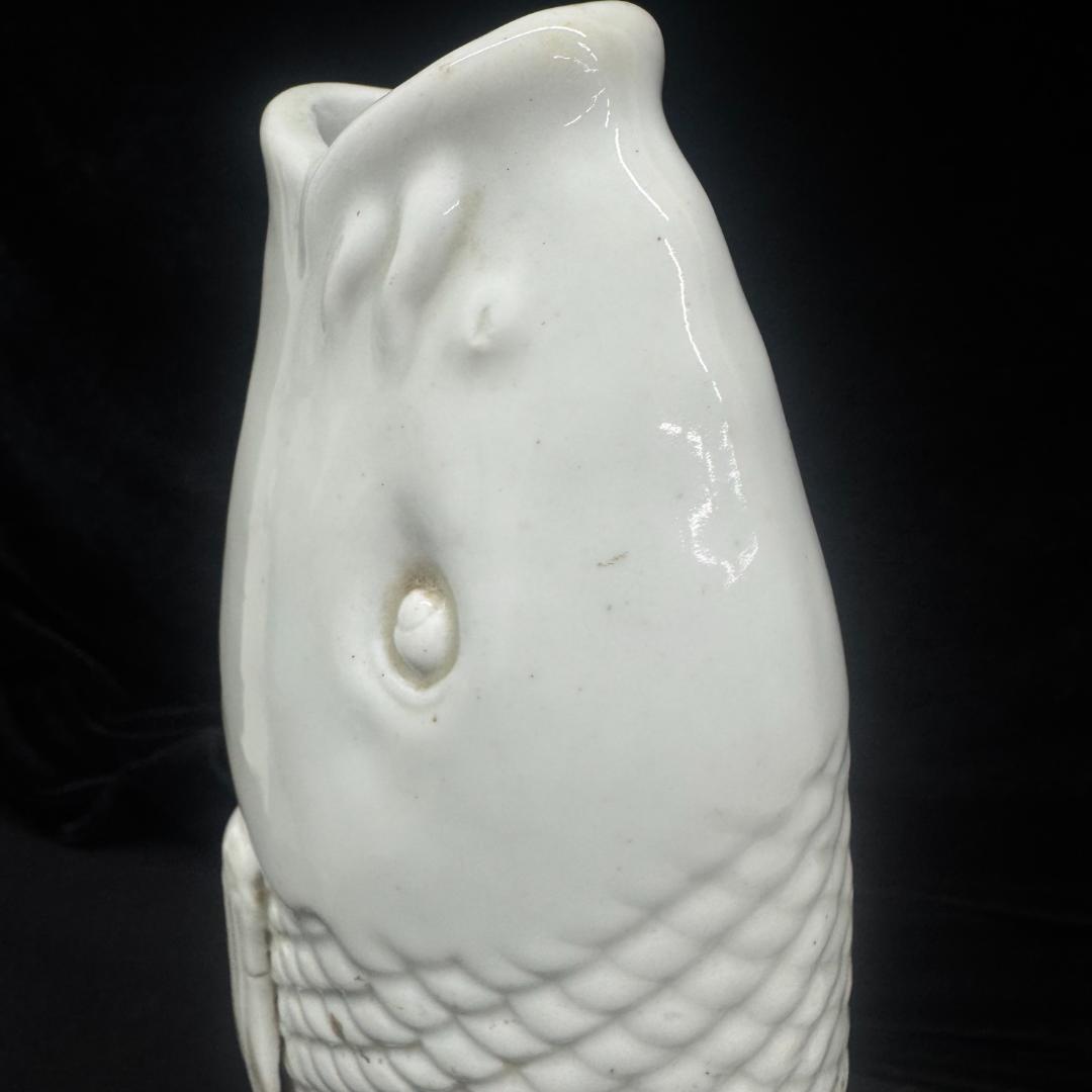 平戸焼 鯉 滝登り　平戸　花瓶 時代物 骨董古美術 30cm