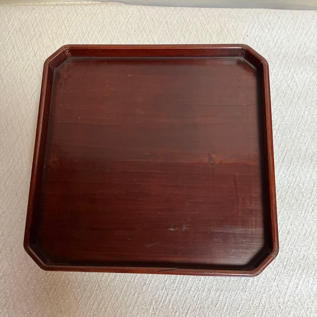 木製 八角形 塗り膳 茶色　12個