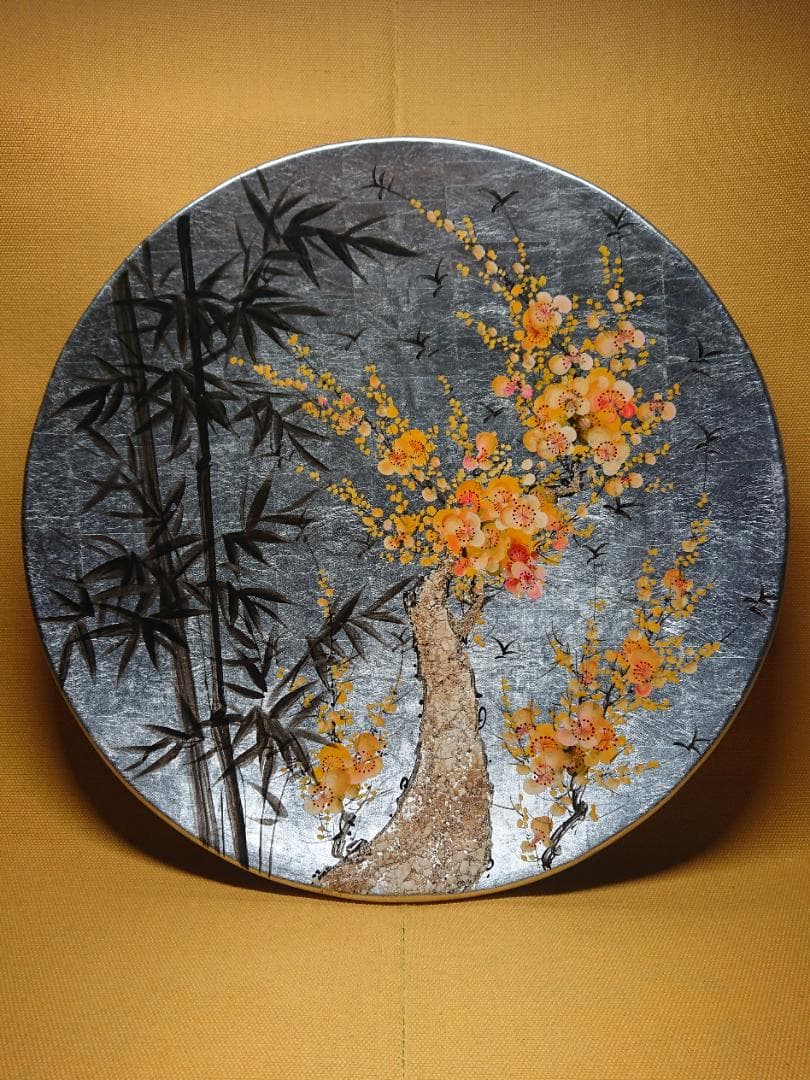 美品】飾り皿漆器アート彩絵置物インテリア工芸品美術品A3087