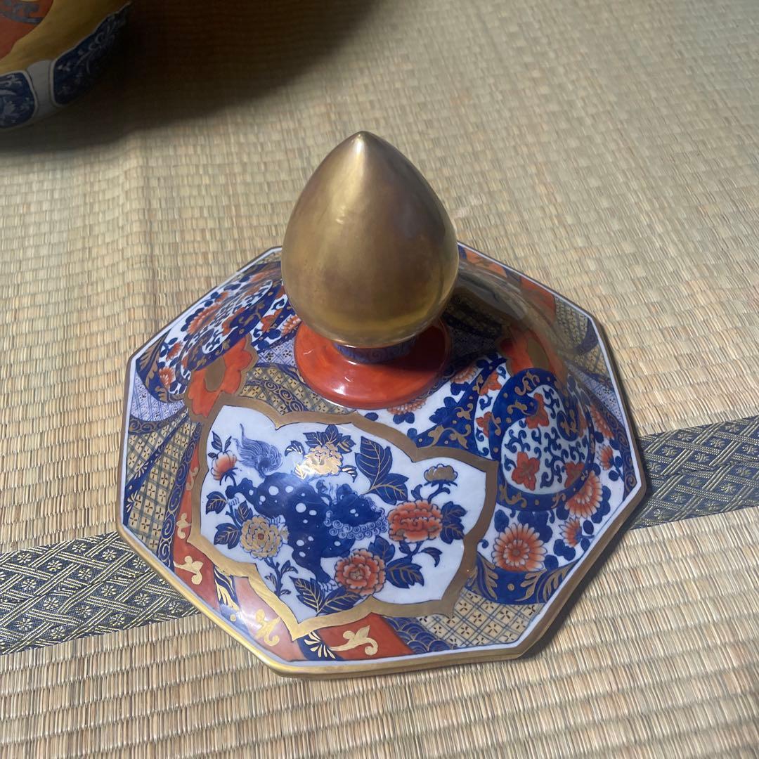 金色装飾の陶器の壺 大型 壺