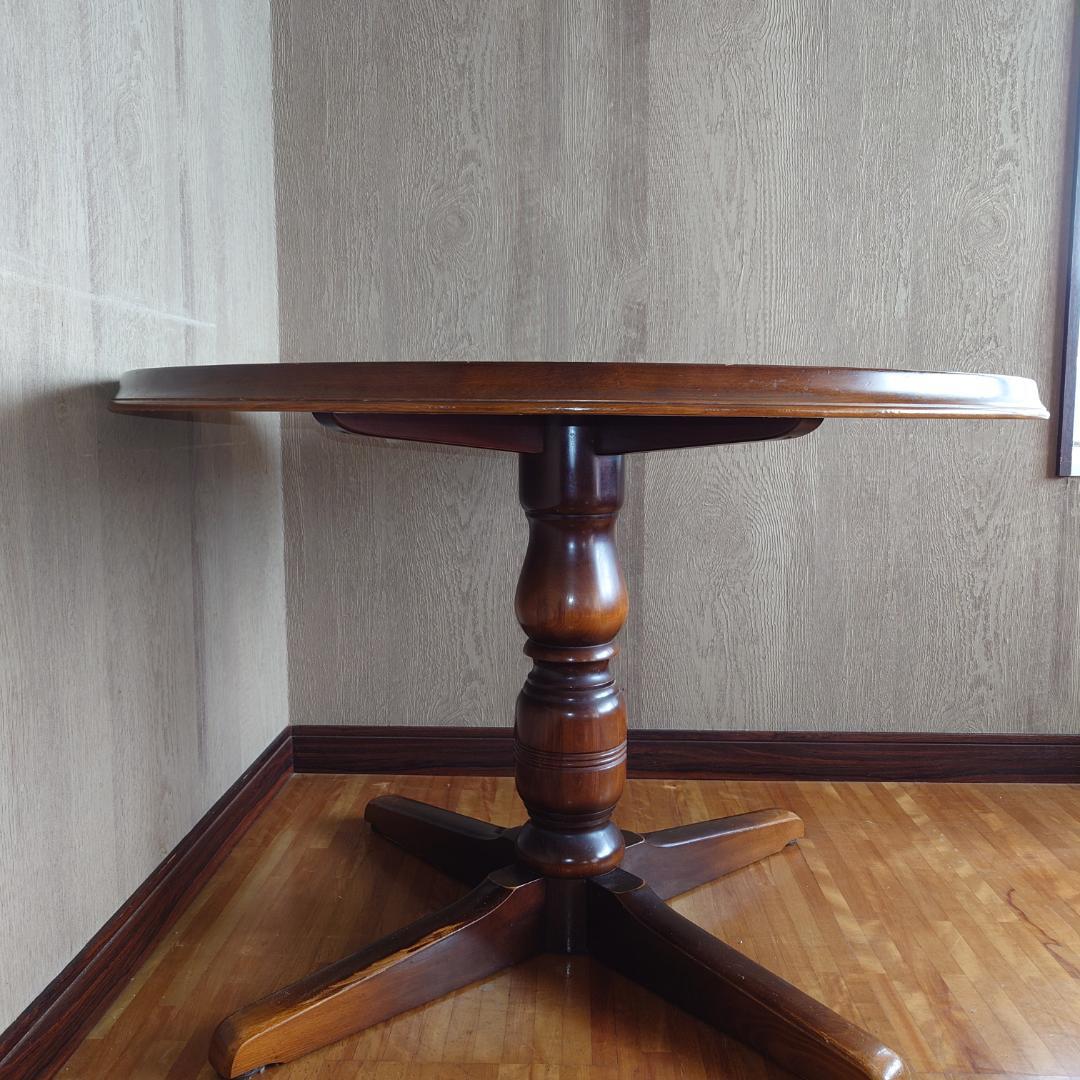 【飛騨産業】天然木カバ製円形ダイニングテーブル【梱包・発送たのメル便】