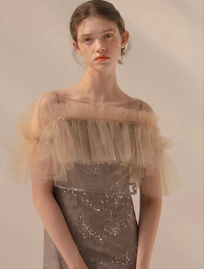 LEJA チュールフリルボレロペイントマーメイドワンピースドレス 結婚式