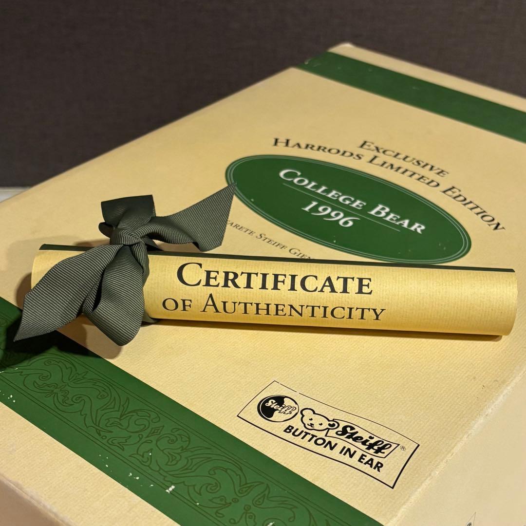 Steiffシュタイフ 英国ハロッズ限定カレッジベア1996 テディベア