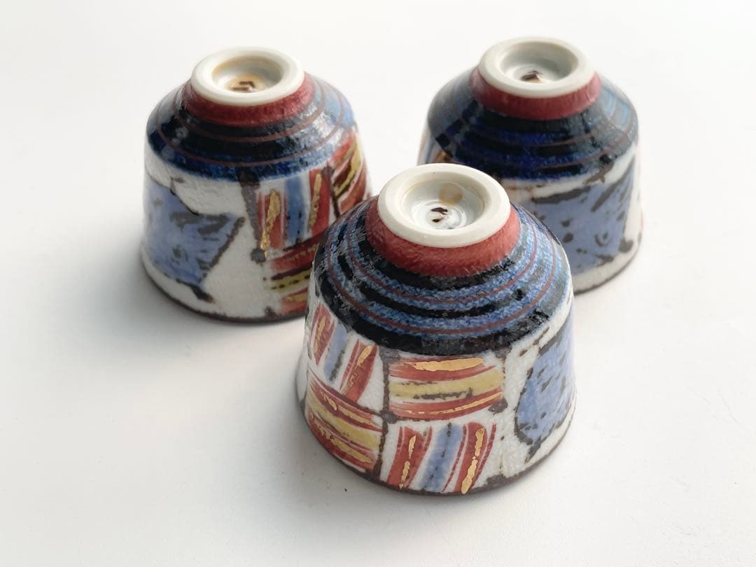 陶芸家 前田正博 色絵 金彩 ふくろう 酒器揃 徳利 ぐい呑 セット 酒器 酒杯