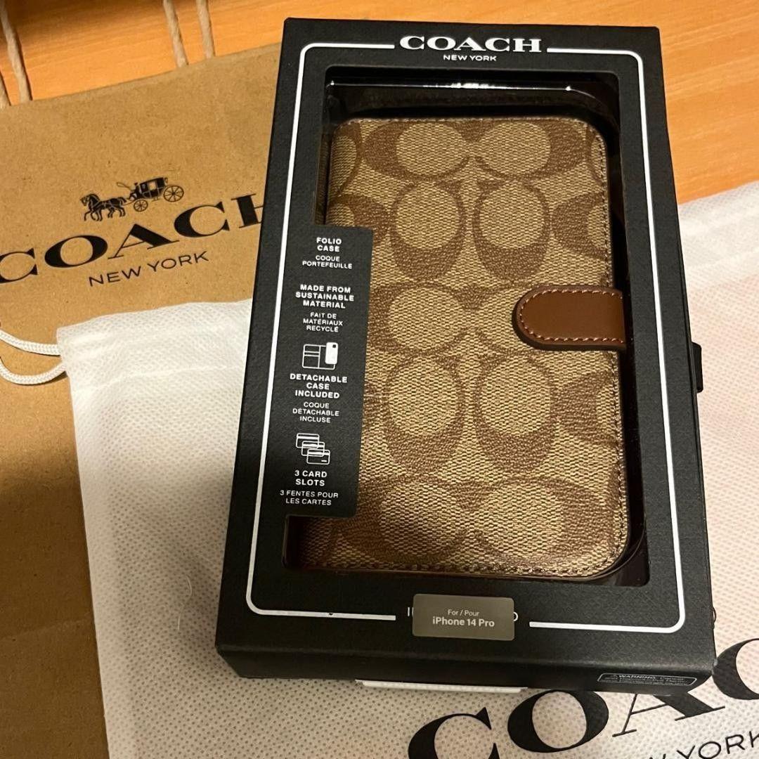 COACH iPhone13&14 PRO 手帳型 スマホケース シグネチャー