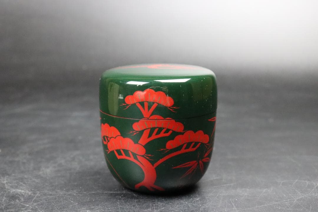 茶道具 中村宗悦 即中斎好 青漆朱蓬莱山絵中棗 共箱