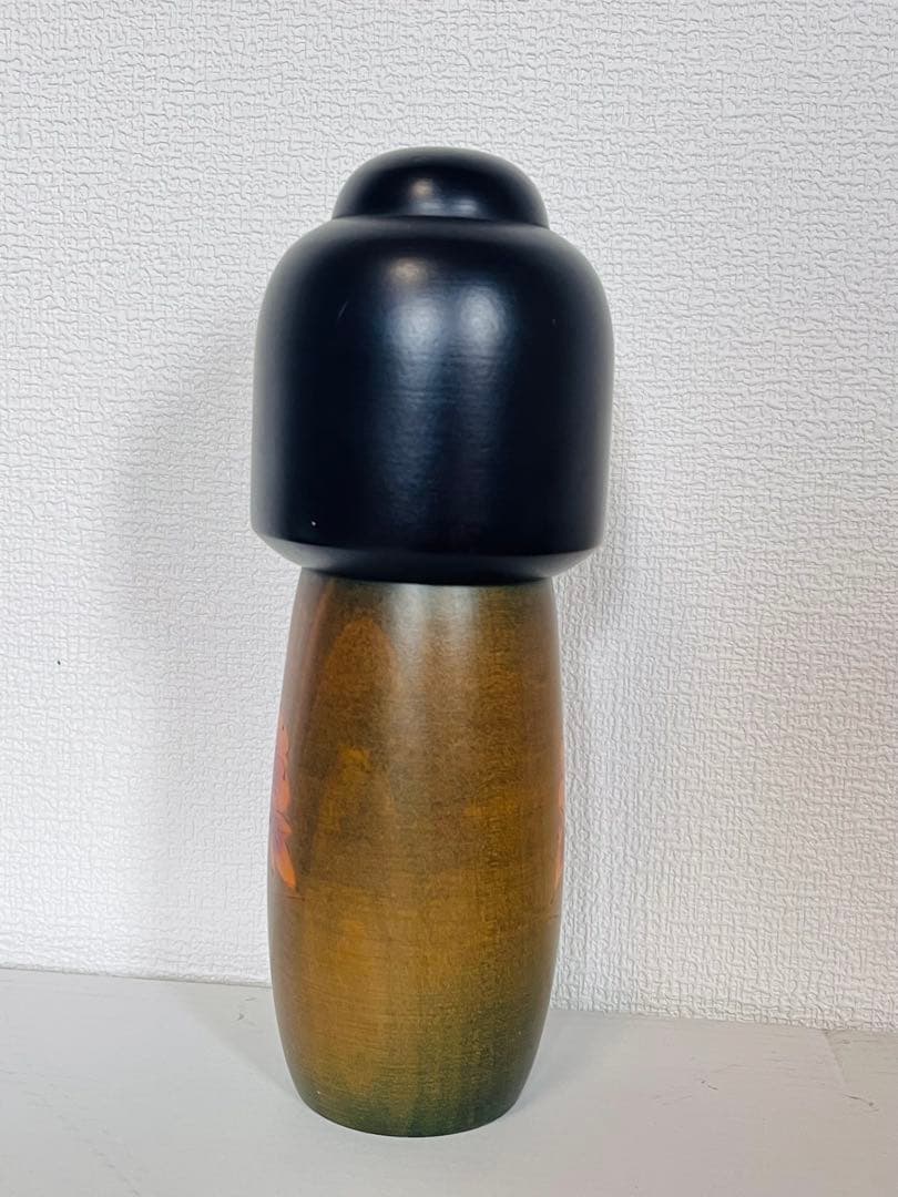 創作こけし 翠崕之作 特大 28cm 越後村上 手描き 牡丹 美術品