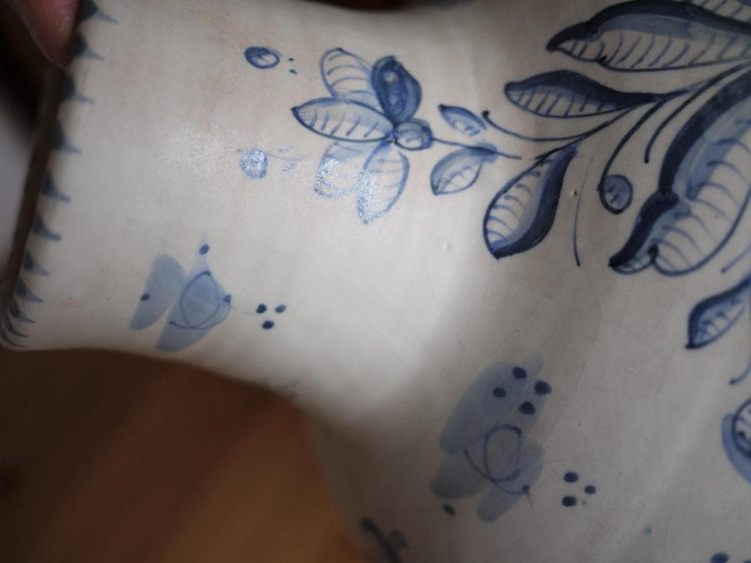 タラベラ焼 陶器花瓶 スペイン デルフトブルー マジョリカ アラベスク