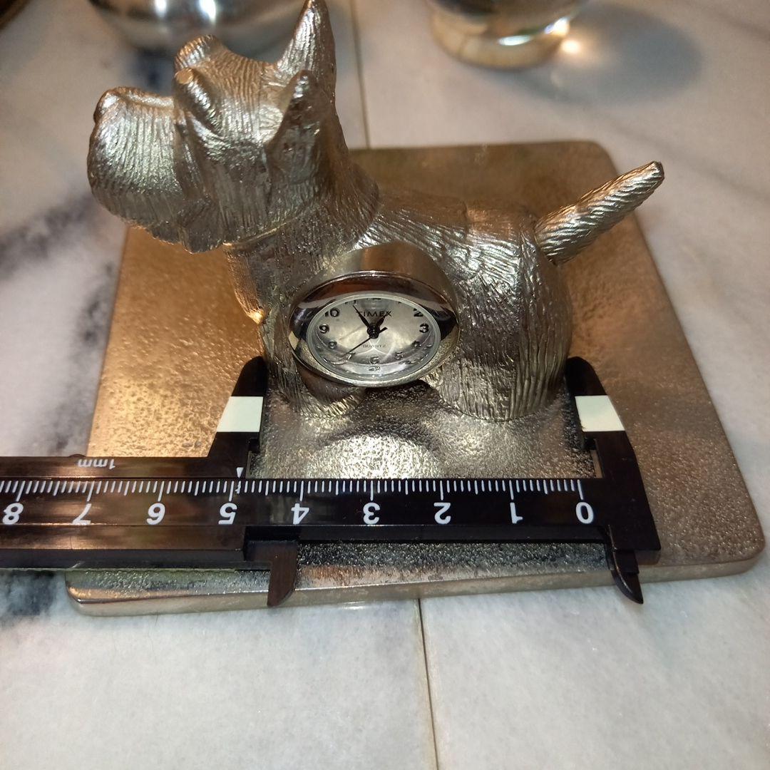 TIMEX レア 置時計 スコティッシュテリア ピューター オブジェ シルバー
