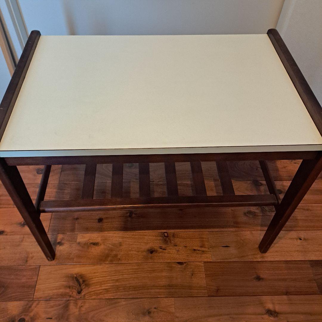 オールドカリモク 名作 コーヒーテーブル サイドテーブル 白 茶