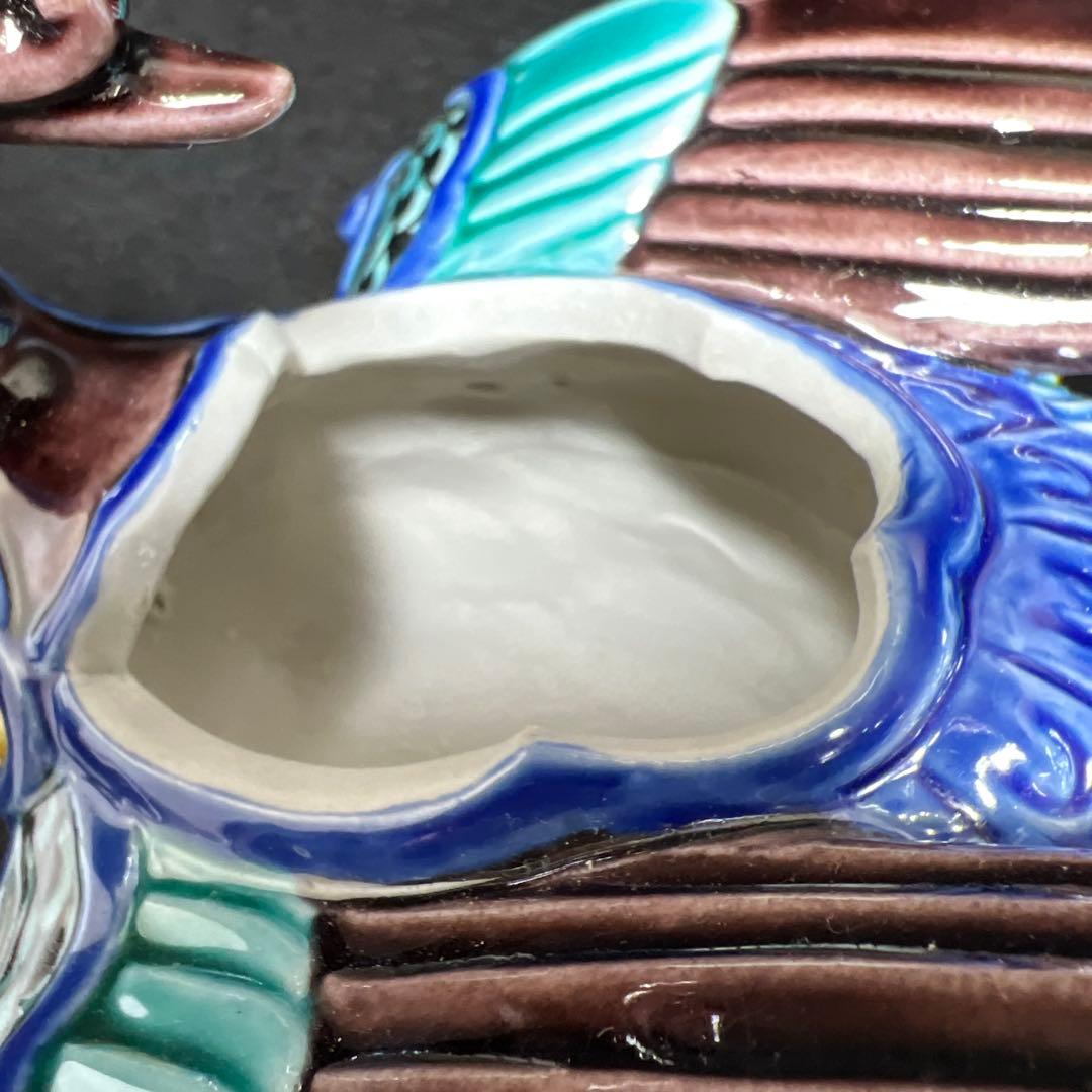 九谷弘之作 色釉瑞鳥香炉 共箱 横幅約21㎝ 東Y7-