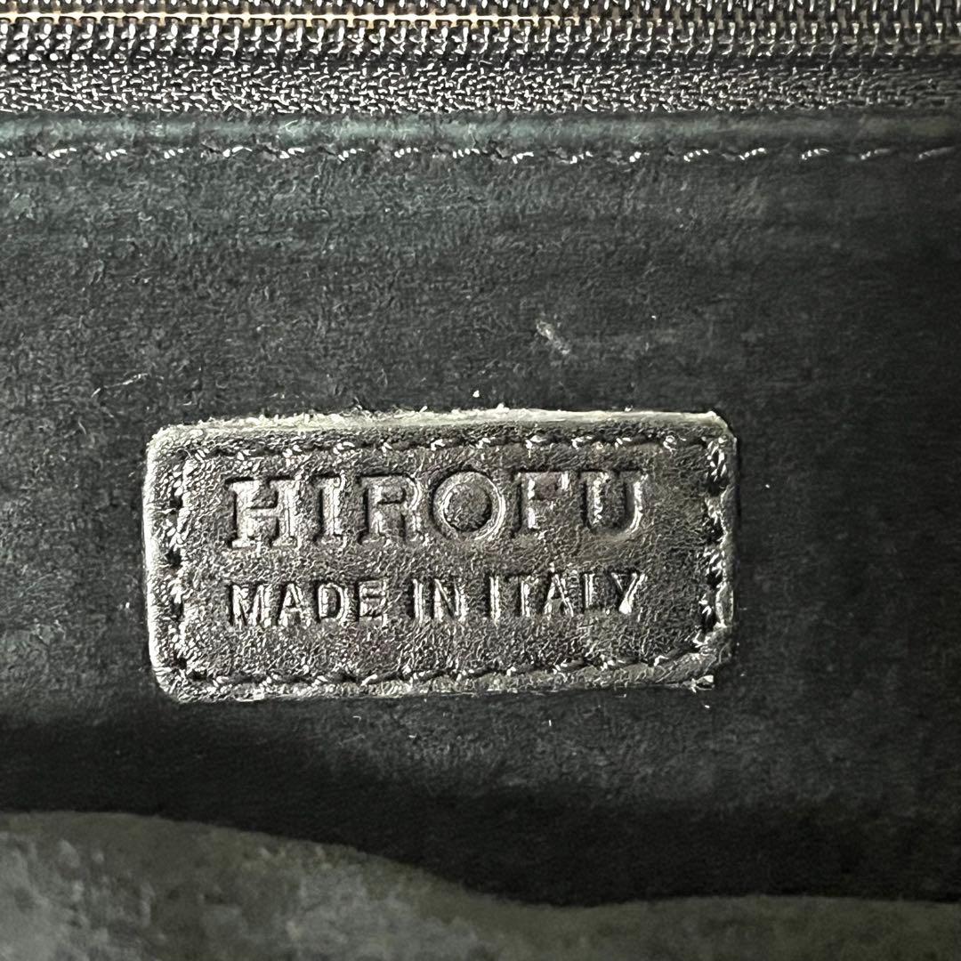 HIROFU ヒロフ ショルダーバッグ オールレザー ブラック 黒 型押しロゴ
