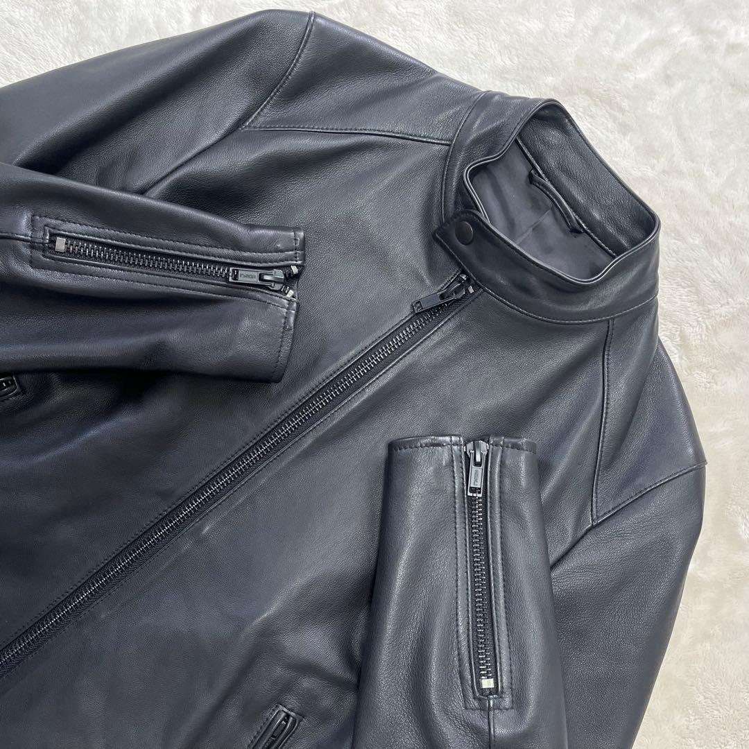 極美品✨エディフィス ラムレザー 羊革 シングルライダース M 黒