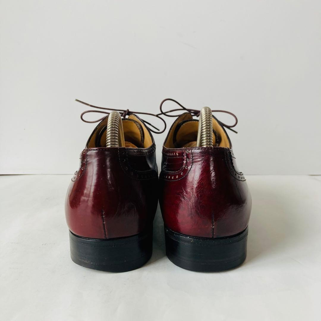 サルバトーレ フェラガモ ウイングチップ 24.5cm ボルドー 除菌・消臭済み