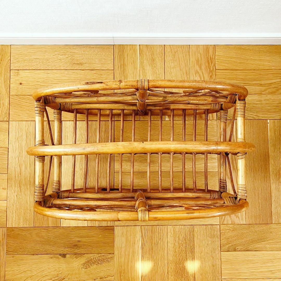 ラタン　籐　マガジンラック　モダンビンテージ　雑貨　ブロカント