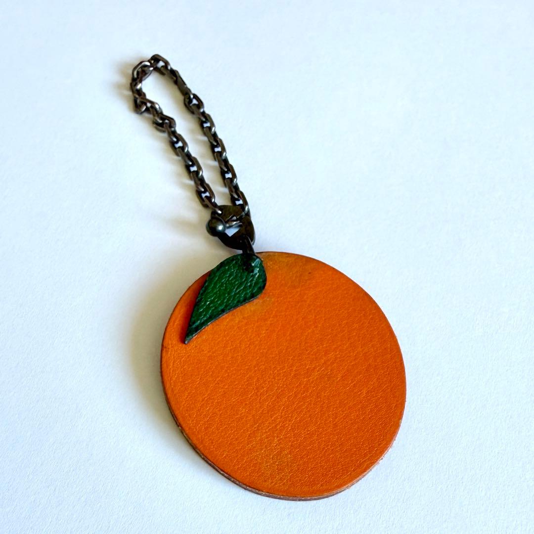 HERMES エルメス◇チャーム オレンジ シルバー フルーツ キーホルダー
