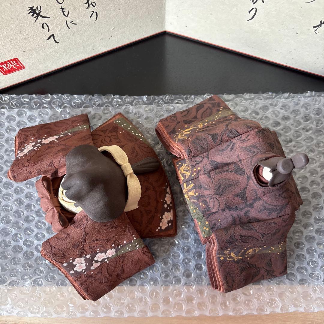 広島　雛人形　澤りか　陶雛　男雛エンジ　女雛エンジ　お雛様　置物　雛飾り