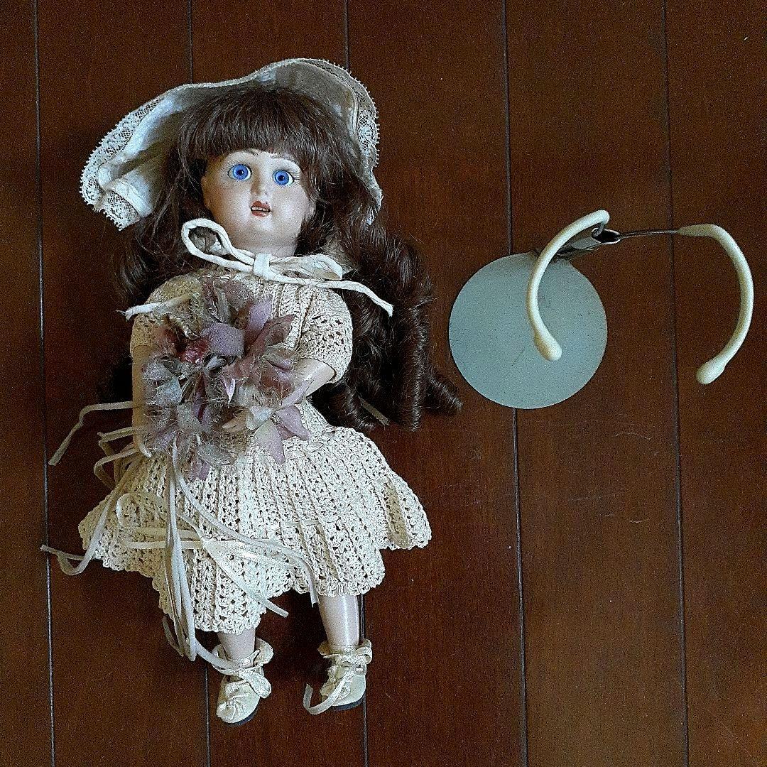 ⭐素敵！アンティークビスクドール、ドールスタンド付き 17