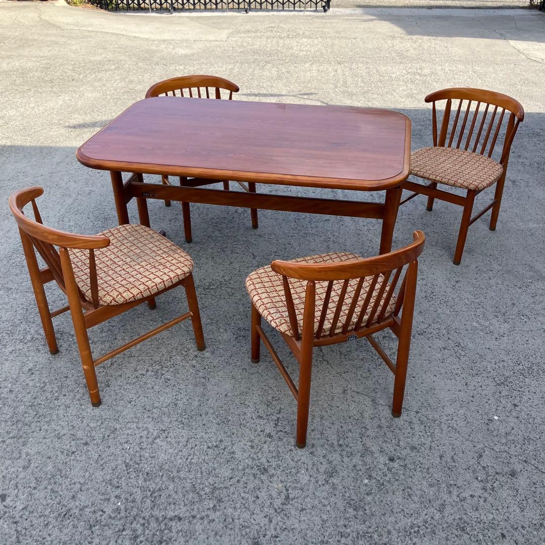 昭和レトロ 松田家具 デコラトップ 木製ダイニングテーブル ビンテージ 古家具
