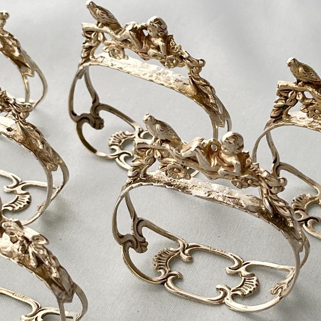 ALBO】 天使と鳥 / 天童とリスのナプキンリング6個【純銀】