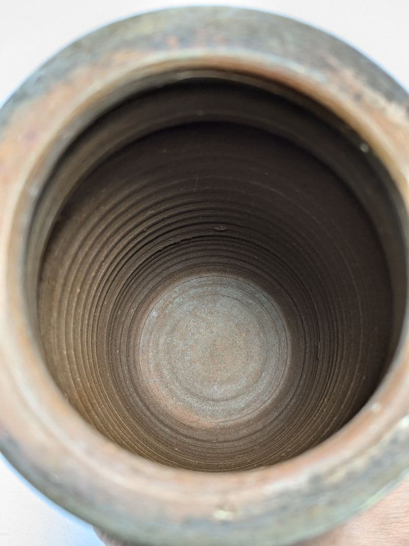 岡山県重要無形文化財 吉本正 備前焼 花入 合箱共布栞 花瓶 花器 花生 置物