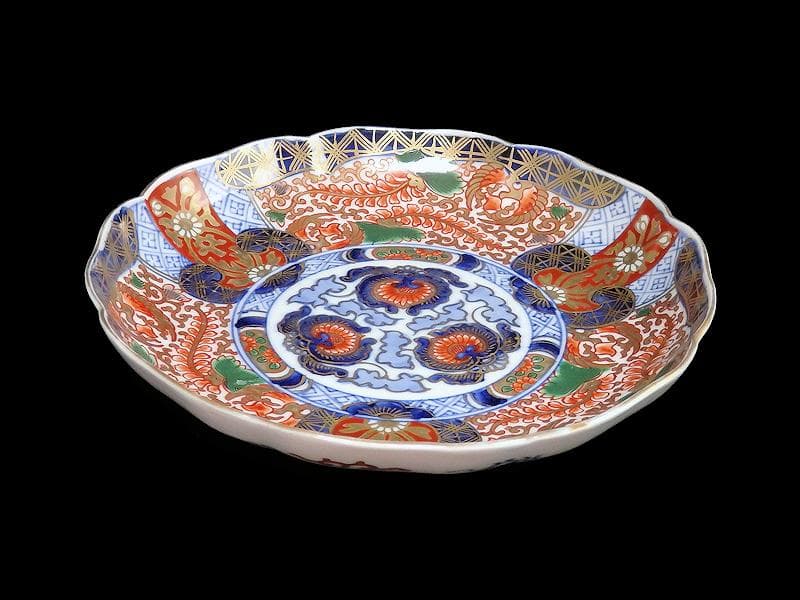 古伊万里　金襴手　金羊歯に鳳凰の図　7寸皿　E069AS-CPt