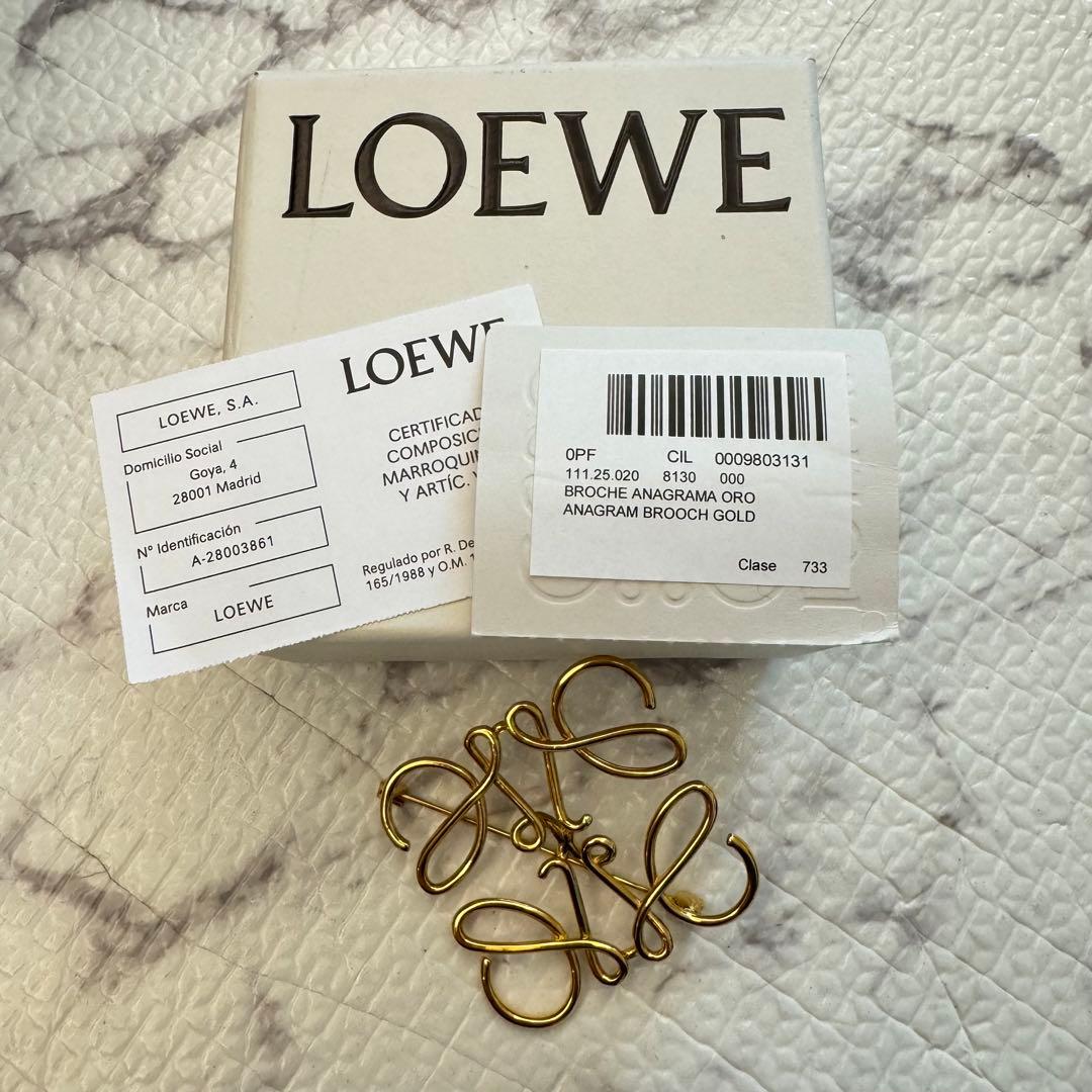LOEWE ゴールド リボンブローチ