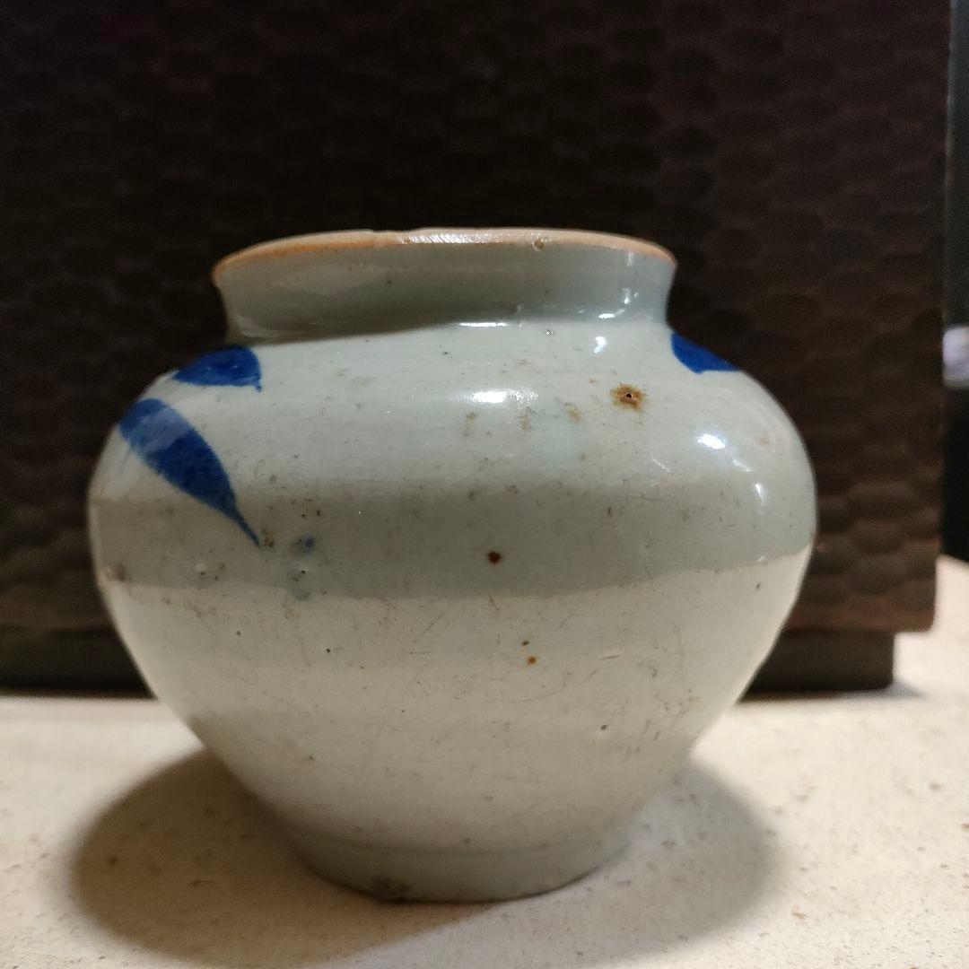 李朝　小壺　染付　朝鮮美術　時代物　骨董アンティーク