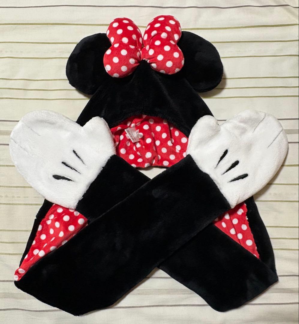 ディズニーミニー水玉 ドット マフラー手袋ファンキャップ帽子 - メルカリ