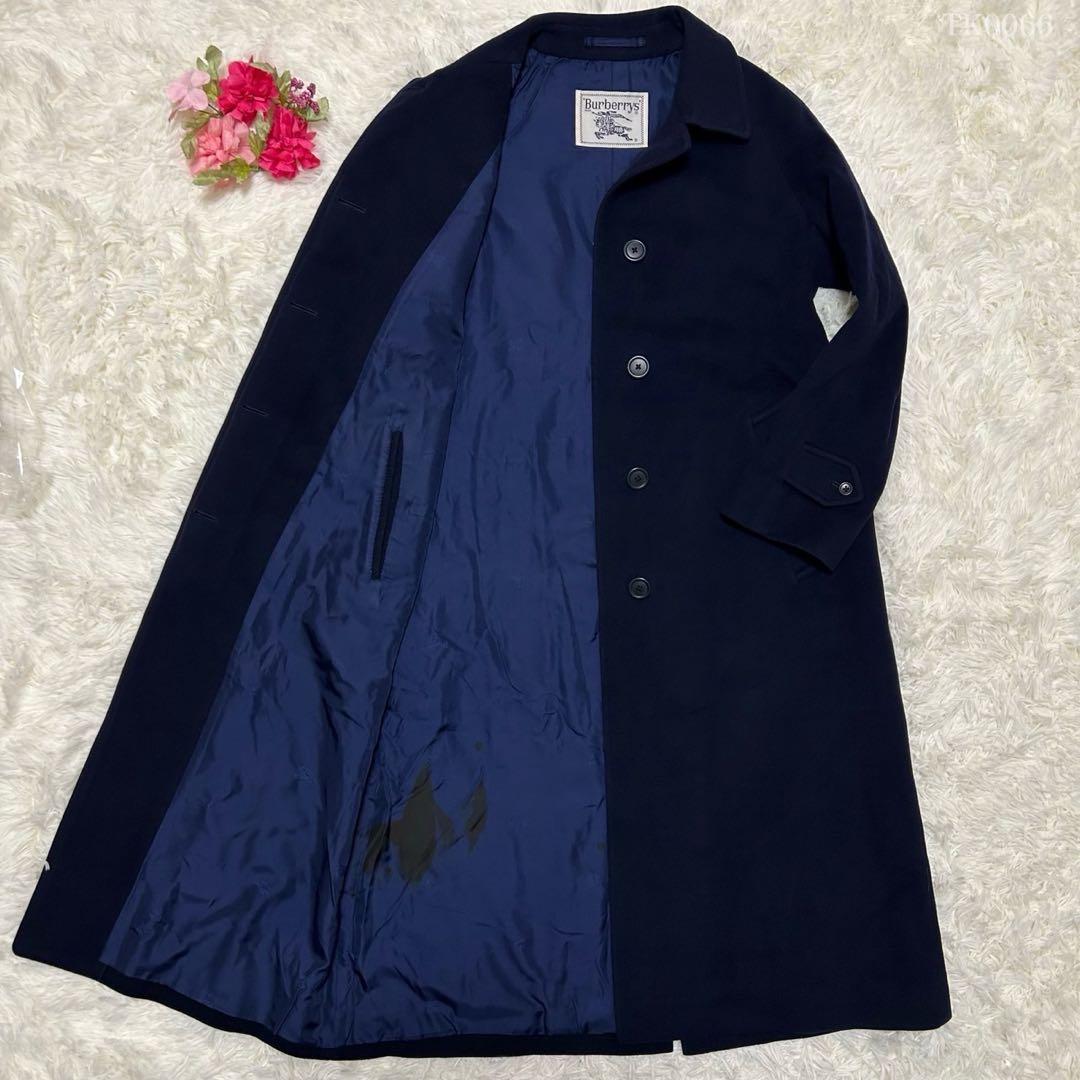 【美品/L】バーバリー チェスターコート アウター カシミヤ15% Aライン 紺 美品/L】バーバリー チェスターコート アウター カシミヤ15% Aライン