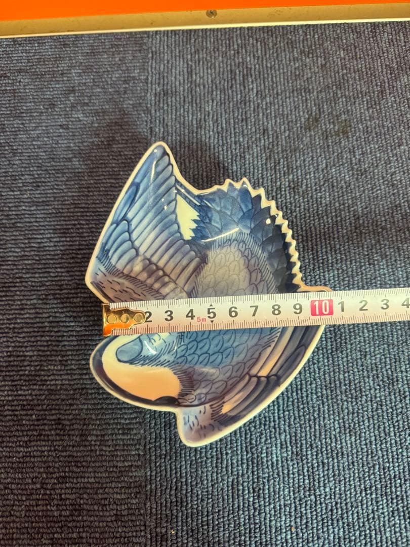 1810 希少 源右衛門 変形皿 鶴文