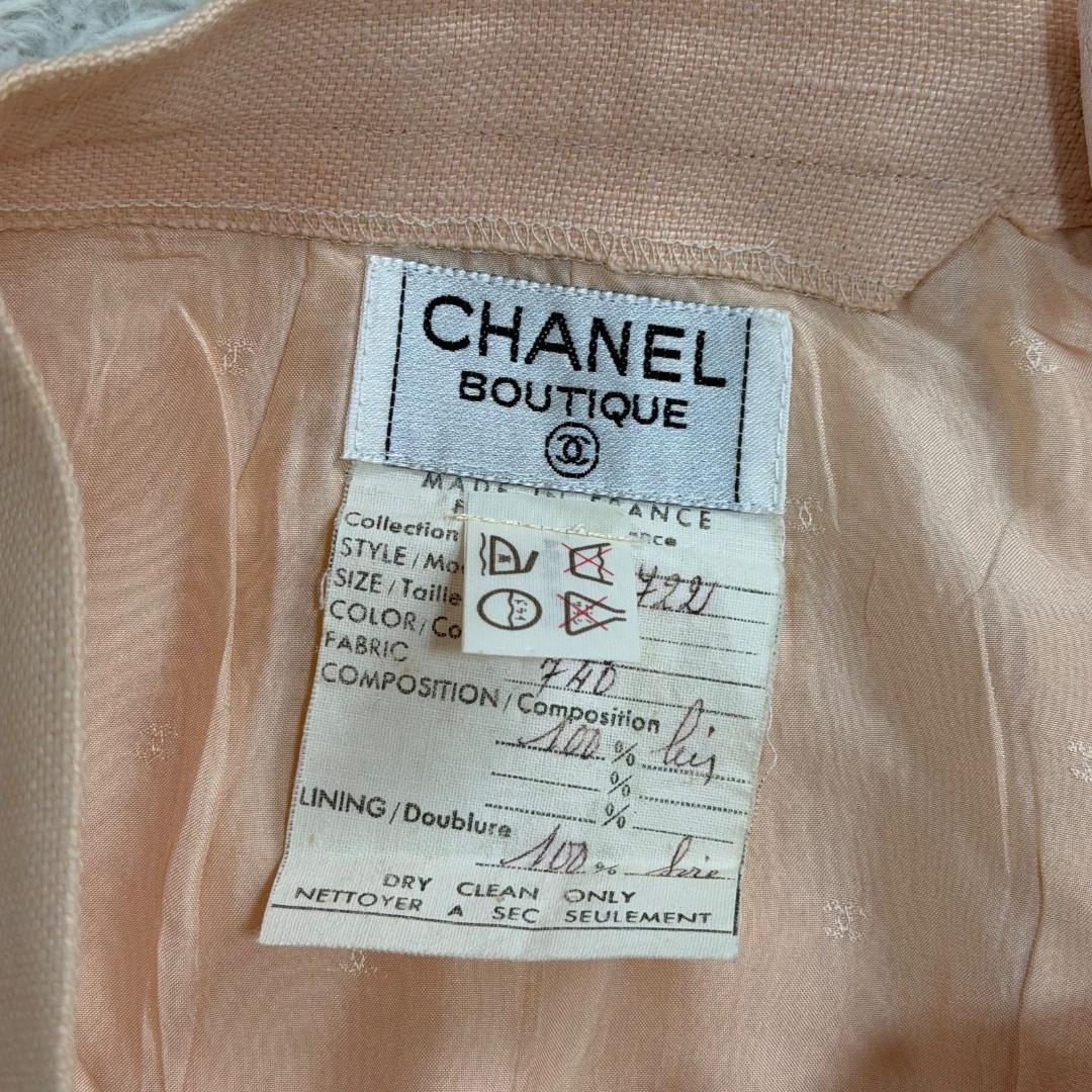 16529✨シャネル 金ボタン ココマーク タイトスカート サーモンピンク 34