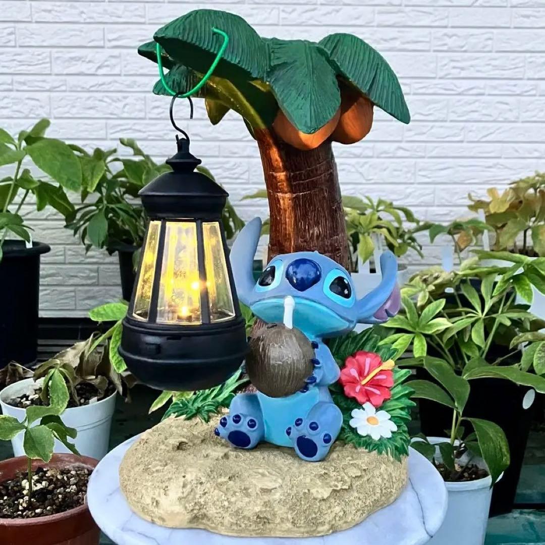 加藤工芸】ディズニー スティッチ ソーラーライト フィギュア 置物