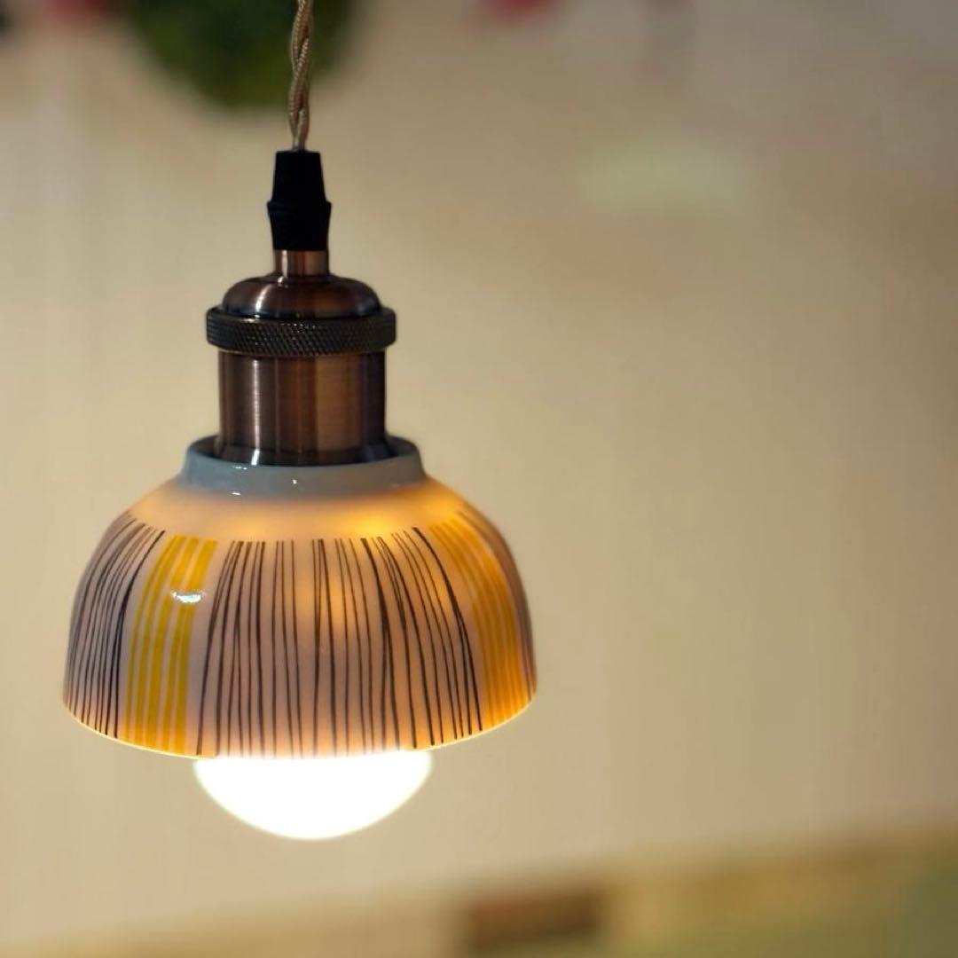 逆さ ペンダントライト おしゃれ照明 ハンドメイド 縦縞 シーリング ライト