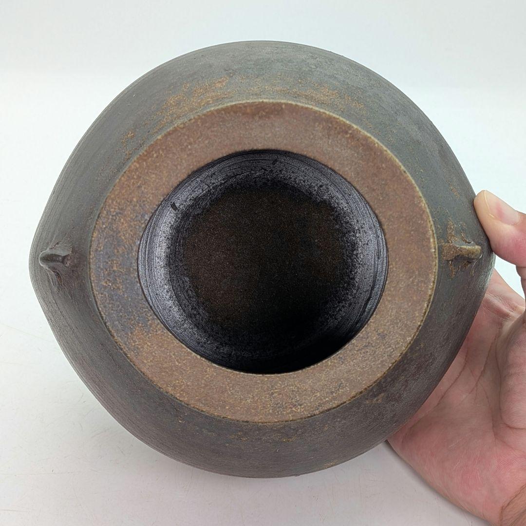 備前市無形文化財 柴岡信義 備前焼 壷 共箱共布栞 壺 つぼ 花器 花瓶 花生