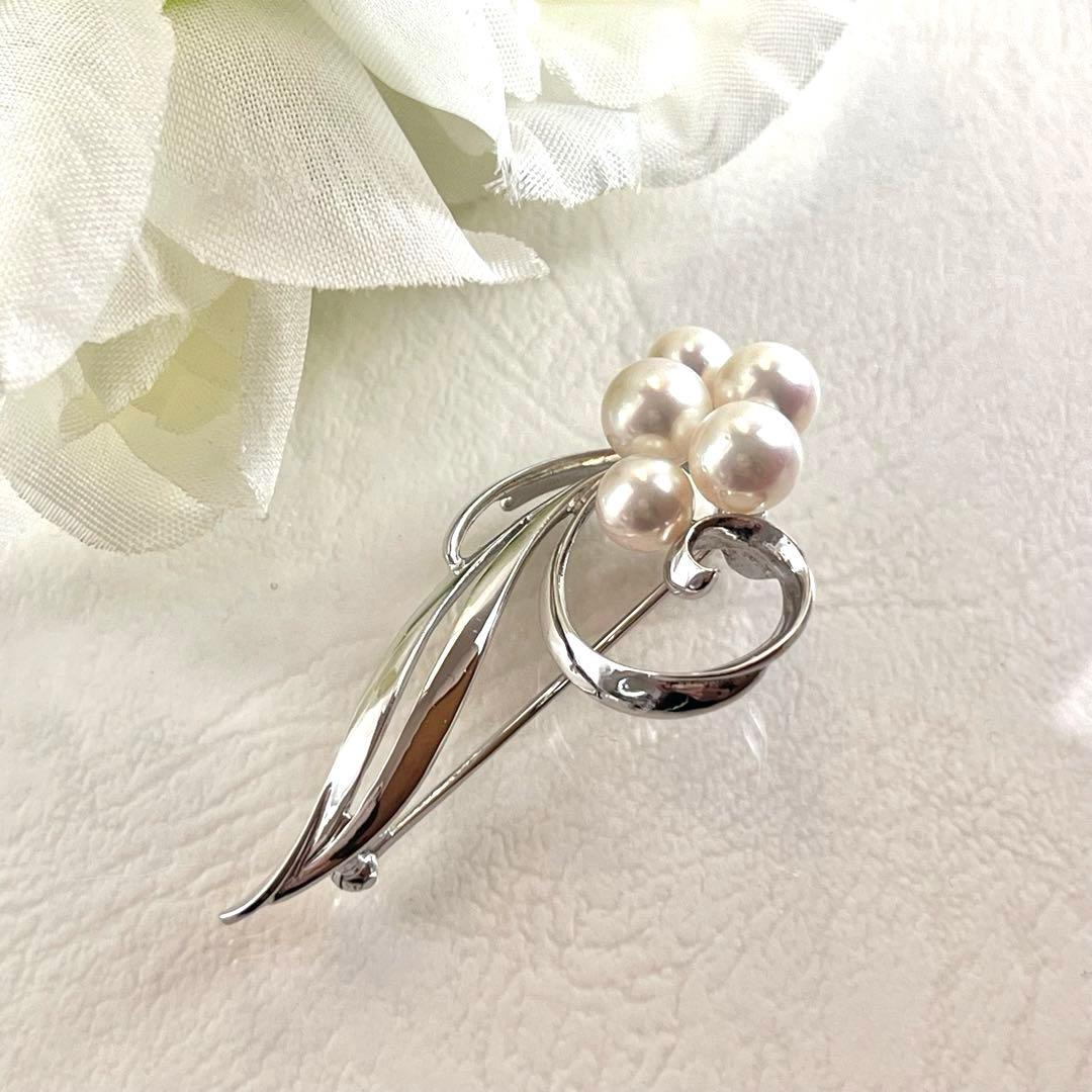 Mikimoto シルバー パール ブローチ