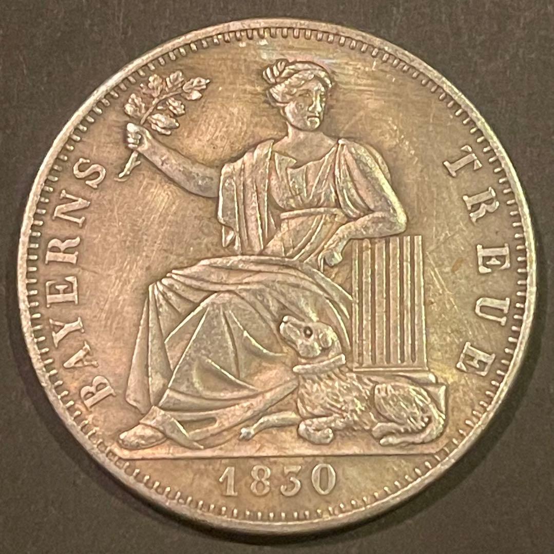 1830年 独バイエルン王国 正規銀貨 座像女神