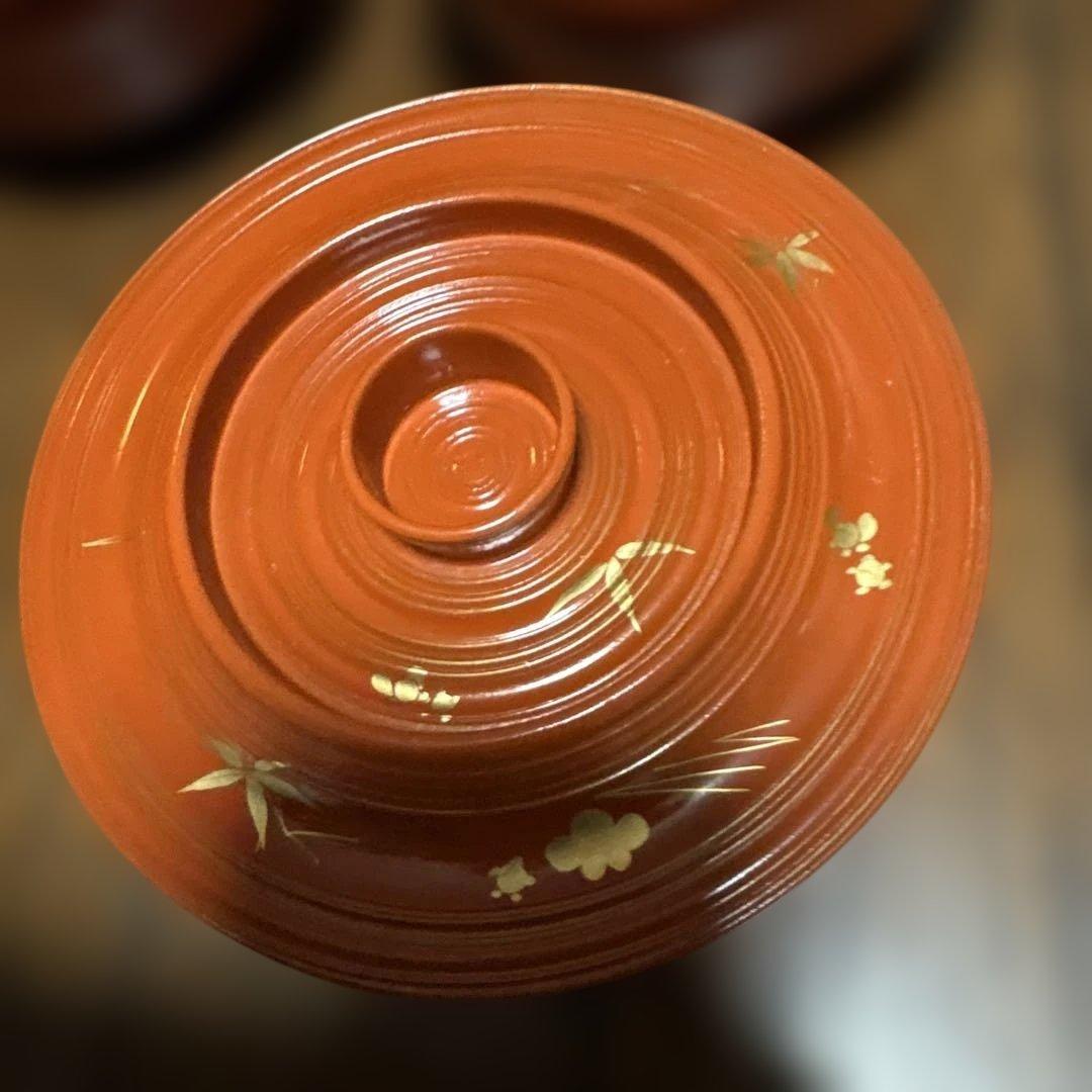 期間限定最終処分特価　逸品明治輪島の作品　蓋裏霊芝模様汁物椀煮物椀五客セット上品