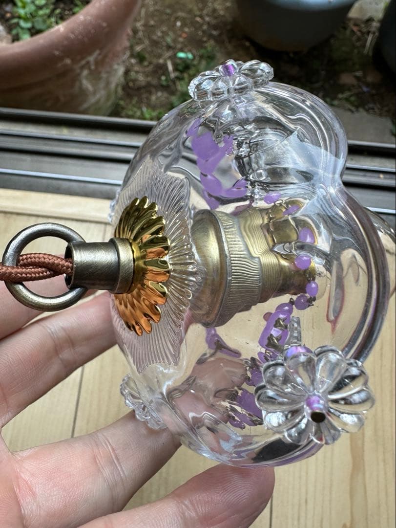 フランス アンティーク ラベンダームラーノガラスの可愛らしいミニシャンデリア＊