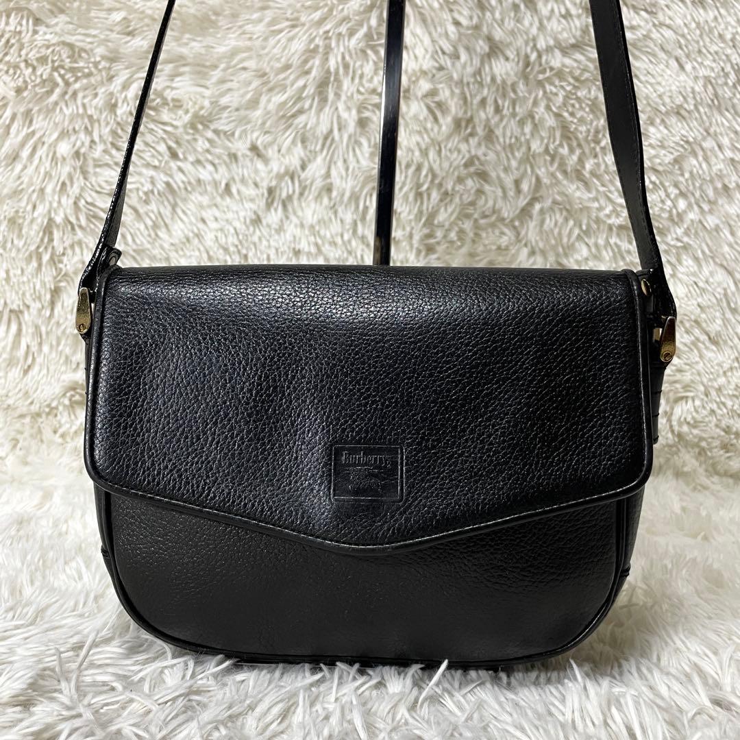 【美品】Burberry バーバリー　ショルダーバッグ　オールレザー　ブラック
