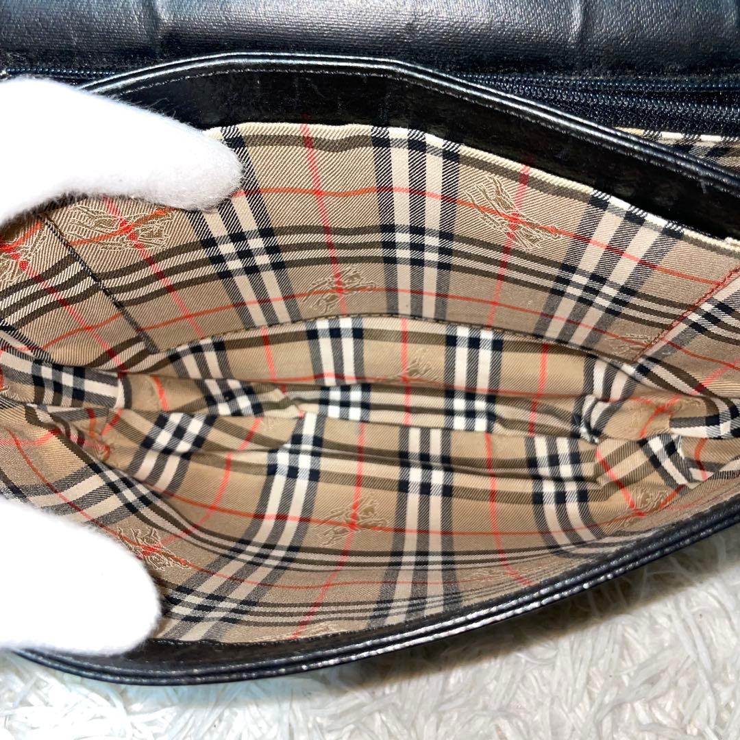【美品】Burberry バーバリー　ショルダーバッグ　オールレザー　ブラック