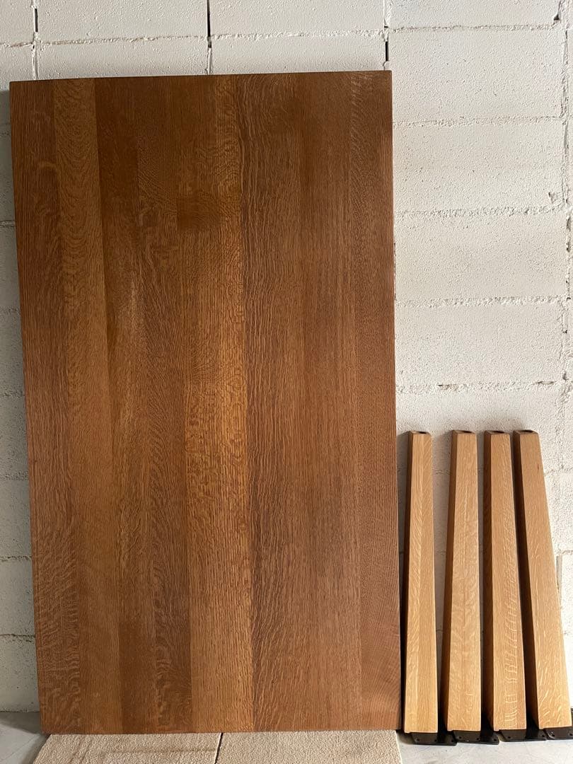 美品　大塚家具　天然木オーク材無垢　ダイニングテーブル　テーパー角脚　W1500