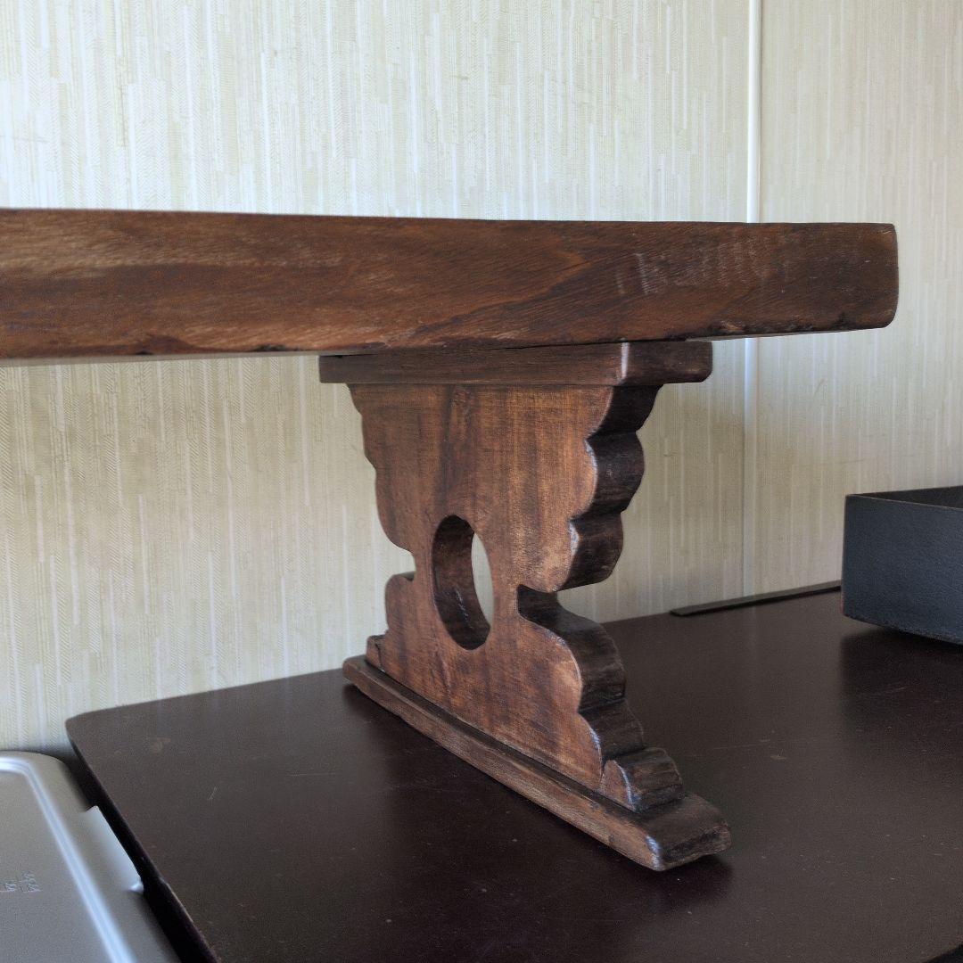 ブロカント古道具アンティーク重厚な経机 天板厚 5センチ ローテーブル