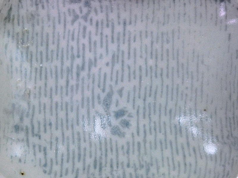 古伊万里　型刷印判　雨降りに花の図　変形皿　江戸期　E650AS-CVi