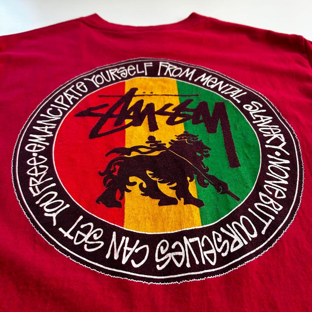 80s 前期 STUSSY USA製 黒タグ ラスタ ライオン Leo Tシャツ STUSSY